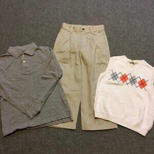 Boy Size 5 Clothing Lot 3x Pieces Bulk Winter Preppy School Argyle Cotton